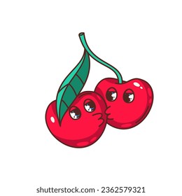 Groovy cherry characters kiss