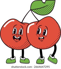 Groovy amigos de la fruta de la cereza que charlan