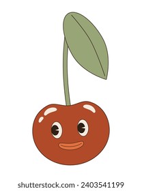 Groovy cherry in retro cartoon style. Funny character for your design