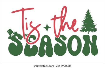 Groovy Christmas Design, Retro Christmas SVG Design Template, Groovy Christmas SVG Bundle.