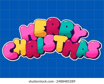 Groovy Christmas noel phrase label phrase Merry Christmas.