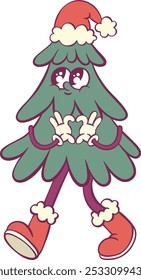 Groovy christmas tree mascot whimsical character 