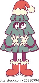 Groovy christmas tree mascot whimsical character 