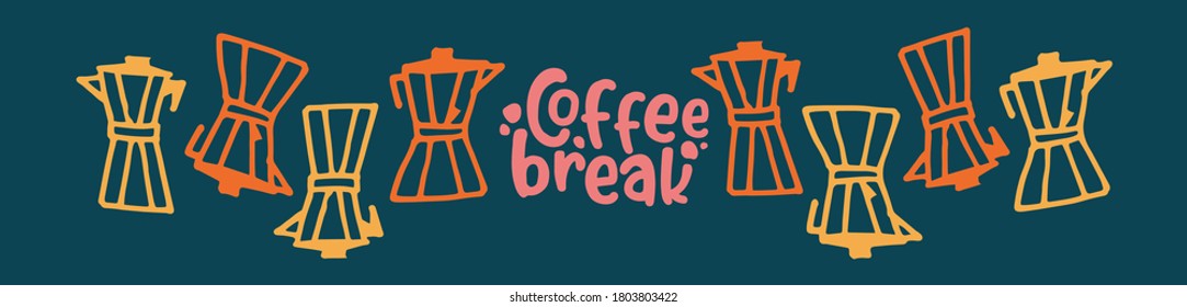 Groovy-Kaffee-horizontaler Vektor. Ideal für Retro-Banner, Grafiken, Einladungen, Küchenartikel, Verpackungsprojekte.