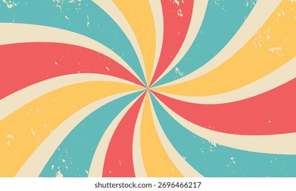 Groovy fondo de color. Cartel de verano estampado de Antiguas. Abstractas gráfico de Vector con textura grunge. Anuncio retro