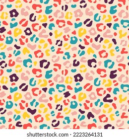 Groovy colorful leopard seamless pattern