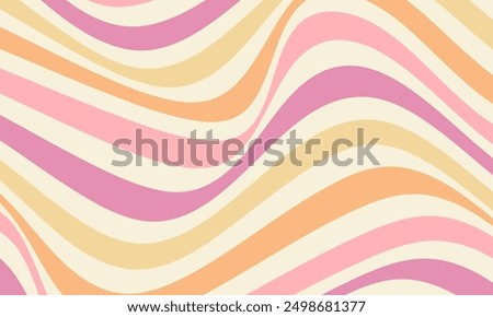 Groovy colorful wavy background. Abstract psychedelic rainbow texture 60s-70s. Hippie design. Retro hand drawn vector illustration