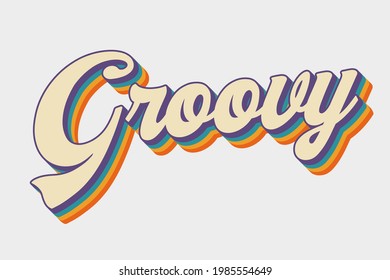 groovy colourful 70's retro lettering vector