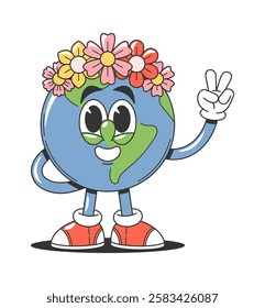Groovy comic Earth day character