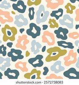 Groovy contemporary retro funky style. Organic melting shapes aesthetic print in cute 2000s trendy pallete. Curvy psychedelic summer floral decoration.