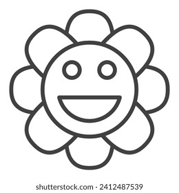 Groovy Cool Geometric Flower vector concept linear icon or symbol
