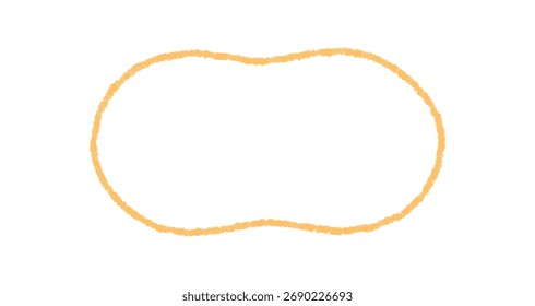 Groovy crayon outline forms a wavy shape frame with retro cartoon graphic style. Vibrant squiggle border and hand drawn edge provide a unique chalk graphic, ideal for creative y2k background.
