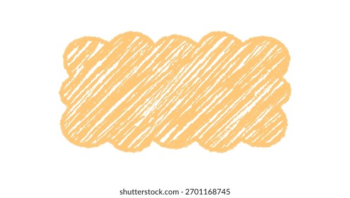Boceto de borde de rectángulo de crayón groovy con sombreado abstracto retro en amarillo funky. Borde de marco de tiza en estilo gráfico y2k, fondo lúdico para uso creativo vintage o contemporáneo.