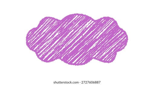 Groovy crayon scallop border with shading and retro wavy outline. Bubble frame brings y2k style as a playful sketch element. Chalk shaded background adds vintage graphic texture and soft form.