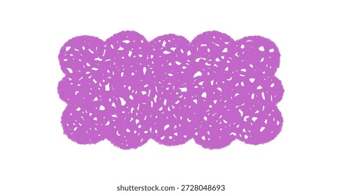 Groovy Stift Jakobsmuschel Rechteck Rand doodle mit violett schraffiert Kreide Schattierung. Retro Blase Form, grafischer Rahmen und y2k Hintergrund im Handstil für einzigartiges Element.