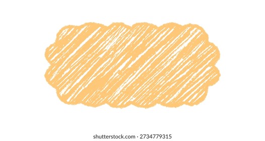 Groovy crayon scallop rectangle border with retro wavy shading. Abstract shaded frame and background with graphic chalk outline, y2k style for creative vintage surface.