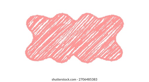 Rectángulo de vieira de crayón groovy con borde ondulado y sombreado retro en color rosa. Marco de estilo de boceto funky como fondo de tiza de mano para conceptos de Diseño gráfico vintage y2k.