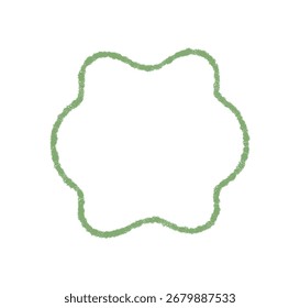 Forma de contorno ondulada de borda de creiom Groovy em verde claro com esboço retrô e moldura de bolha funky. O moderno gráfico y2k e a textura de giz adicionam um estilo abstrato ao plano de fundo.