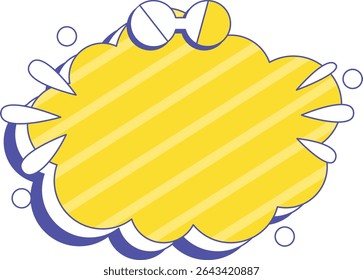 Groovy Cute Frame Blank Border Illustration. Decorative Frame Concept Isolated