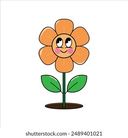 groovy daisy character illustration 60s,70s