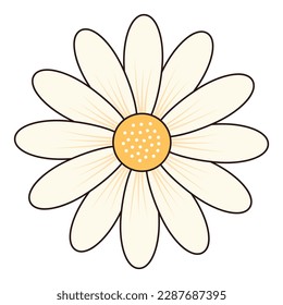 Groovy daisy flower. Retro chamomile 60s 70s clipart.