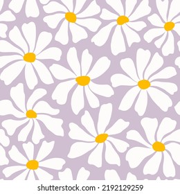 Groovy Gänseblume nahtloses Muster. Hell gezeichneter floraler Hintergrund.