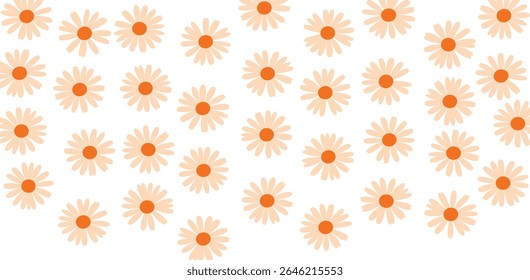 Groovy daisy flower seamless pattern. Cute hand drawn floral background