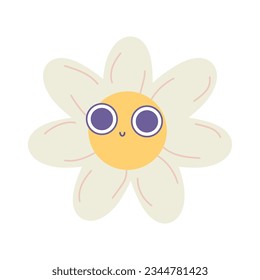 groovy daisy flower smiley. Vector illustration flat