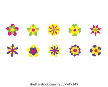 Groovy Daisy Flowers Element Set