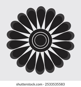 Groovy margaridas flores, ícones de preto plano, silhueta de flor simples. Estilo vintage retrô, mão desenhado elementos decorativos.