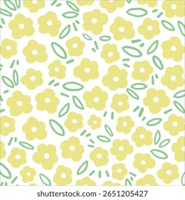 Groovy Daisy Flores Padrão Sem Costura. Fundo de vetor floral em 1970 Hippie estilo retro para impressão em têxteis, papel de embrulho, Web Design e mídias sociais. 