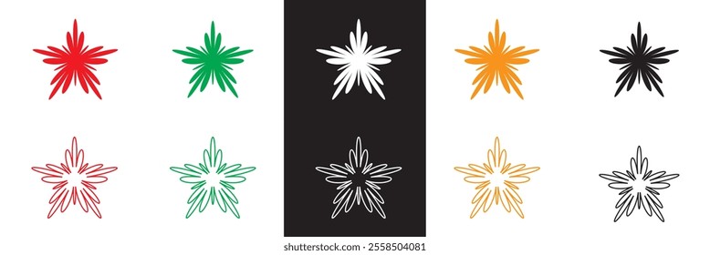 Groovy daisy flowers set. Simple flower silhouette. Retro vintage style, hand drawn decorative elements.  Vector illustration. EPS 10 AI