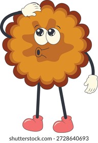 Carácter de postre Groovy. Ilustración de dibujos animados de Vector aislado.