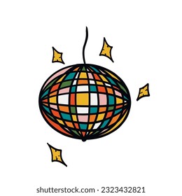 Groovy disco ball hand drawn groovy set