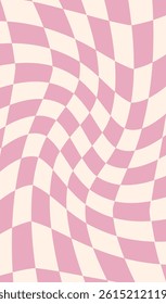 Groovy distorted checkered background set. Hand drawn groovy, hippie backgrounds. Distorted checker, warped streaks, fluid liquid wavy lines, doodle waves. Checkered rectangle templates collection.