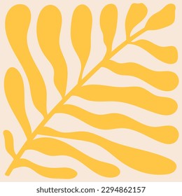 Groovy doodle and abstract organic plant shapes art. Matisse floral poster in trendy retro 60s 70s style.