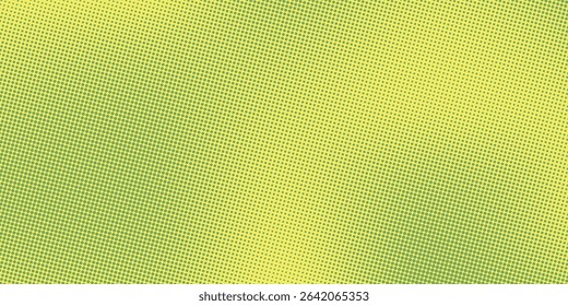Groovy dotted halftone gradient background. Faded grit noise texture. Green and yellow sand wallpaper. Retro pixelated backdrop. Anime or manga style comic overlay. Vector graphic design texture

