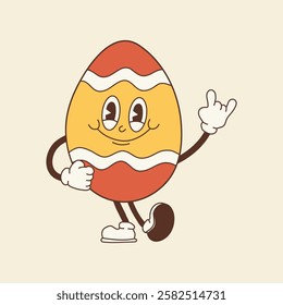 Groovy Easter Egg with Colorful Retro Design