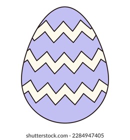 Groovy Easter egg with pattern. Vintage hippie psychedelic clipart.