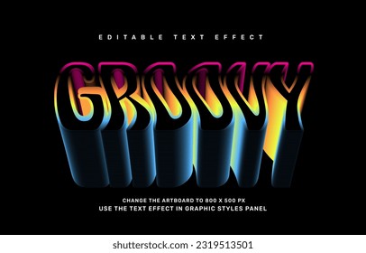 Groovy editable text effect template, good vibes quote