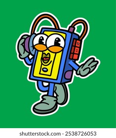 Groovy Electronic Cartoon Character Mascot Illustration