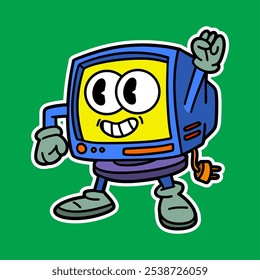 Groovy Electronic Cartoon Character Mascot Illustration