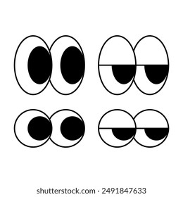 Ojos estupendos, un conjunto de ojos en un estilo estupendo. Signo, símbolo, Ilustración vectorial en blanco y negro.