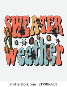 groovy fall and autumn lettering, fall and autumn isolated hand drawn groovy typography vintage t-shirt design, vintage style t-shirt design, retro print design, groovy style motivational Quotes