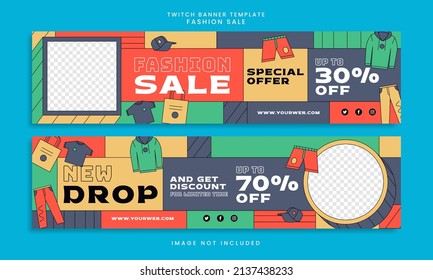 Groovy fashion sales twitch banner template