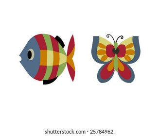 Groovy fish and butterfly