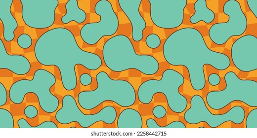 Groovy flame  Y2K  Psychedelic vector background. Seamless fire pattern in
70s Retro Disco Style. Funky summer abstract modern aesthetic  print.
Wall frame poster, banner or Social Media template.