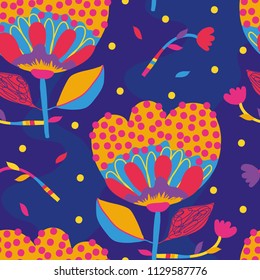Groovy flower abstract pattern.