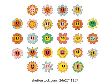 Groovy Flower Cartoon Element Set