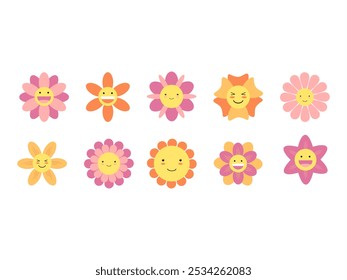 Groovy Flower Cartoon Element Set 